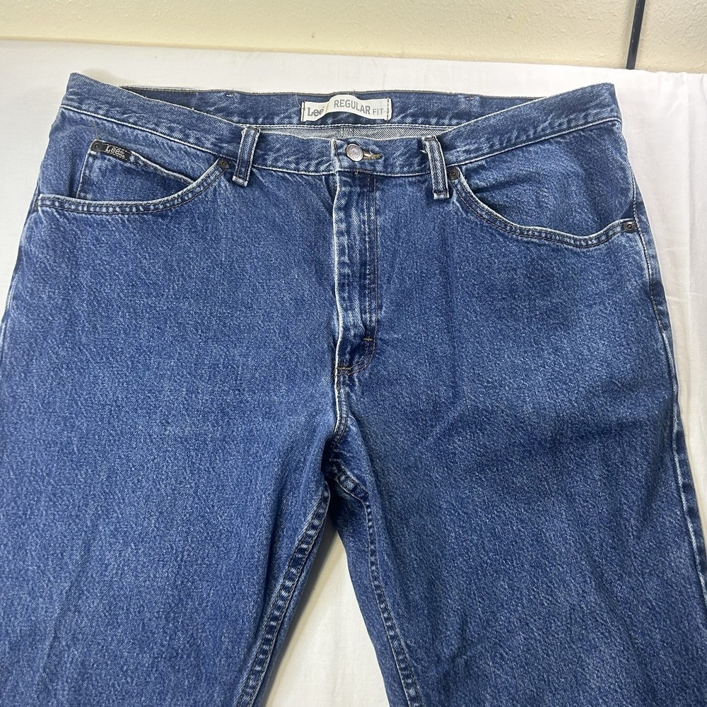 Lee Regular Fit Jeans Mens 40x30 Blue Denim Straight Leg Blue Jeans - Picture 1 of 8